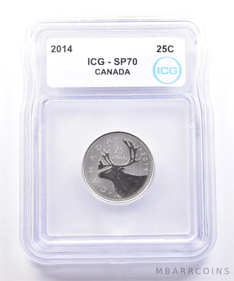 2014 Canada 25 Cents Caribou SP70 ICG