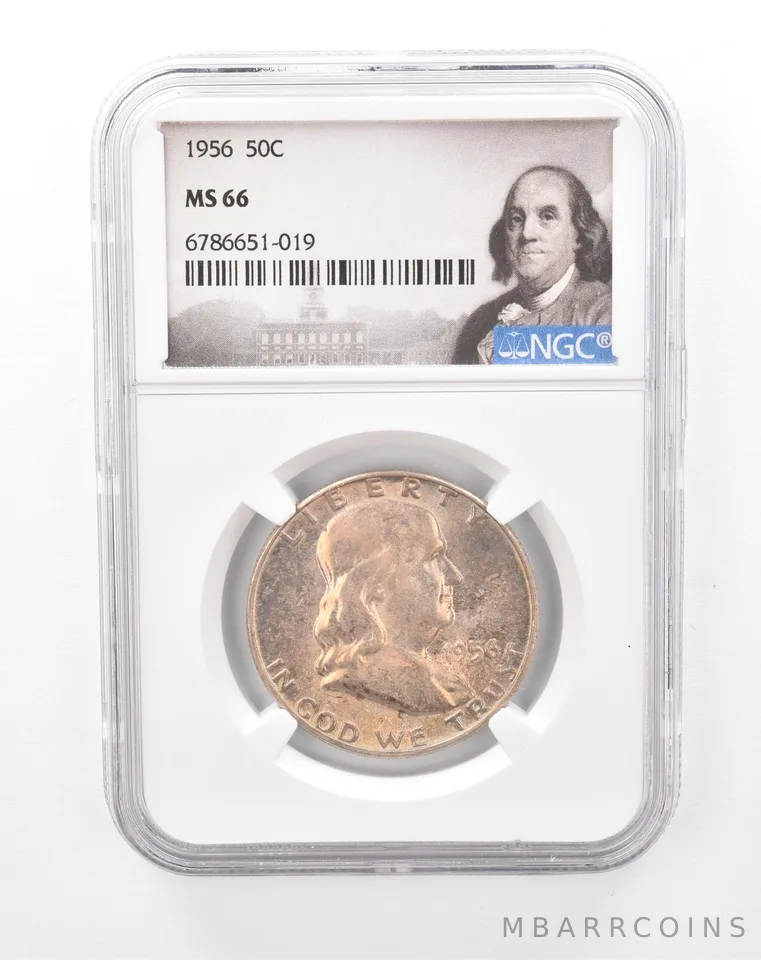 1956 Franklin Half Dollar MS66 NGC Beautiful Tone *7497