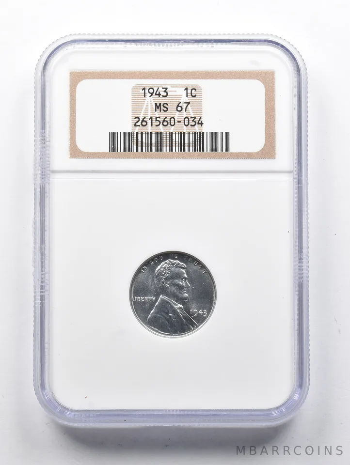 MS67 1943 Lincoln Steel Cent NGC *1496