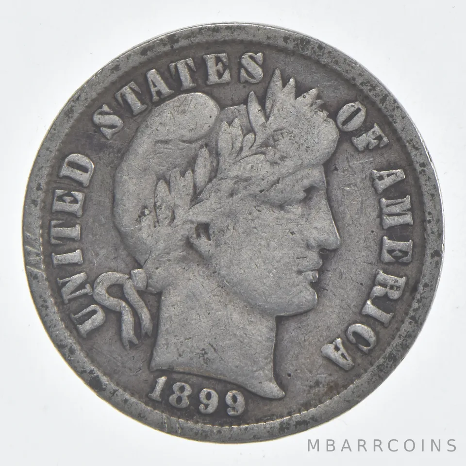 1899 (P) Barber Dime 90% Silver VG Condition