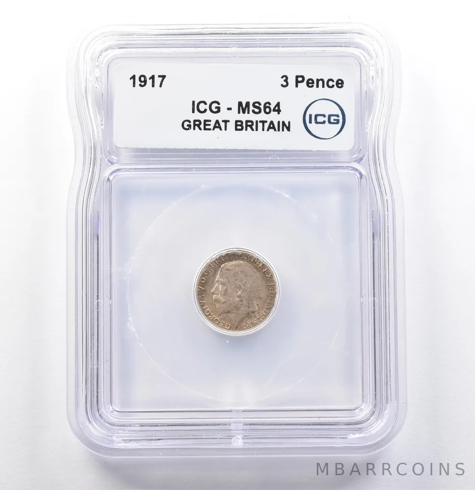 1917 Great Britain 3 Pence MS64 ICG *9894