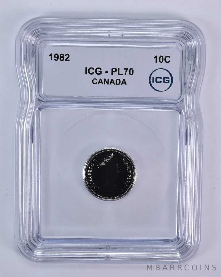 1982 Canada 10 Cents Bluenose PL70 ICG