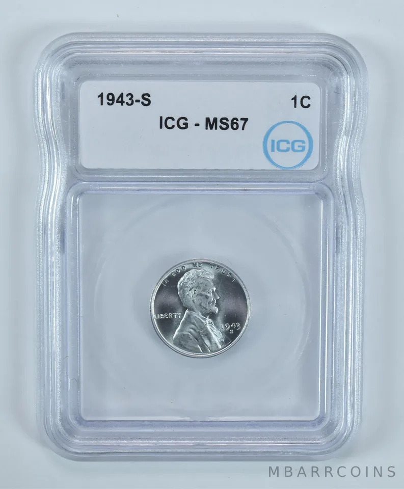 1943-S Lincoln Wheat Cent MS67 ICG