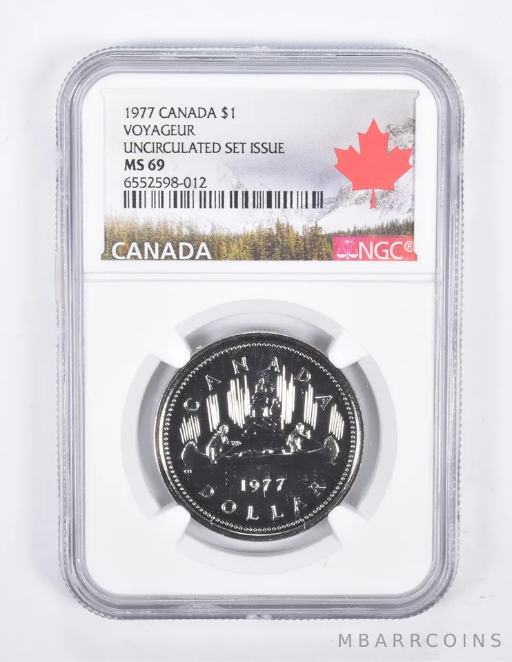 1977 Canada $1 Dollar Voyageur Unc Set Issue MS69 NGC Canada Lbl