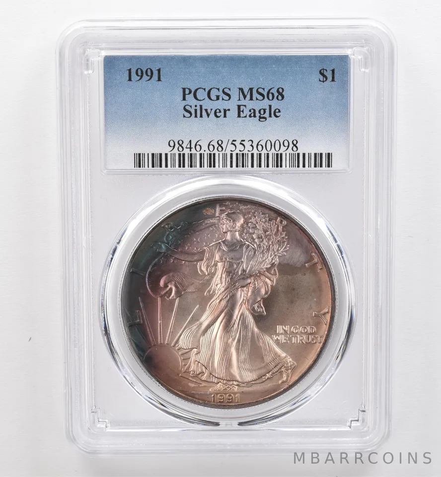 1991 American Silver Eagle MS68 PCGS Beautiful Tone *9537