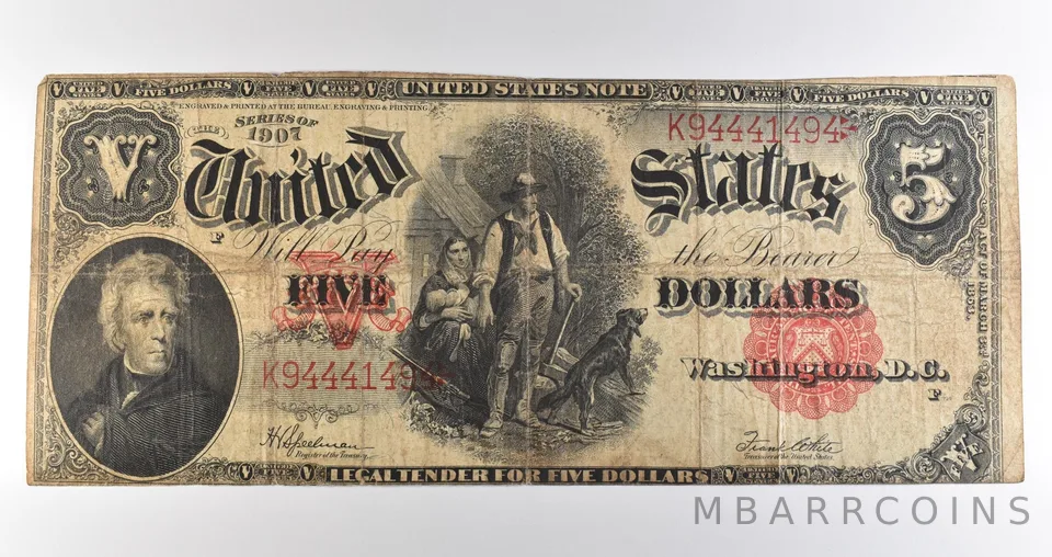 1907 $5 Legal Tender Large Note Red Seal *3535