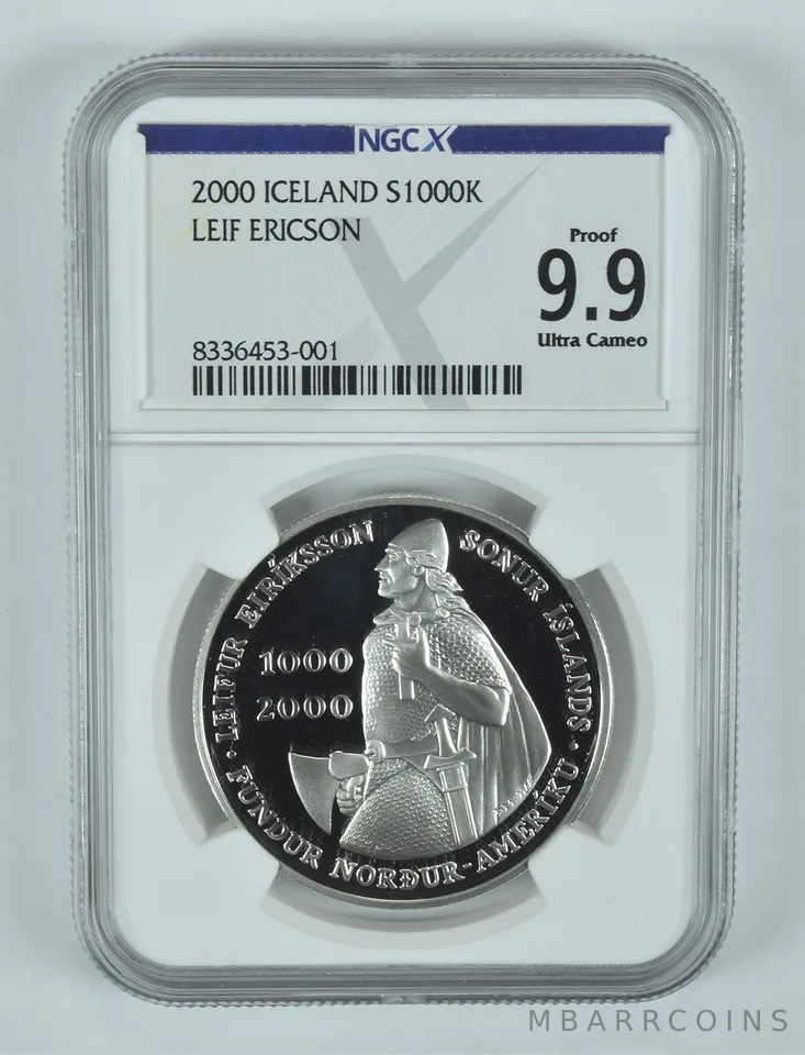 2000 Iceland 1000K Leif Ericson Silver Proof 9.9 UCAM NGC X NGCX