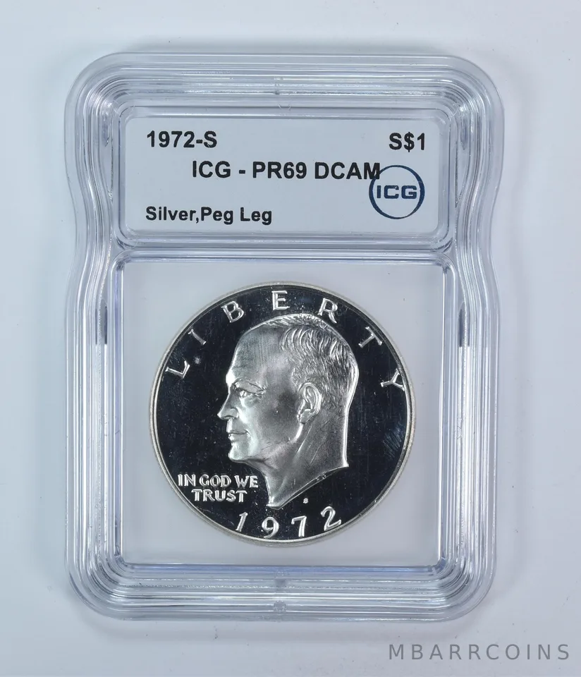 1972-S Eisenhower $1 Silver Peg Leg PR69 DCAM ICG