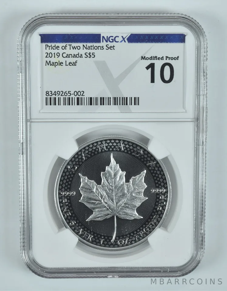 2019 Canada 5 Dollar Silver Maple Leaf Pride Of Two Nations Modified PF10 NGC X