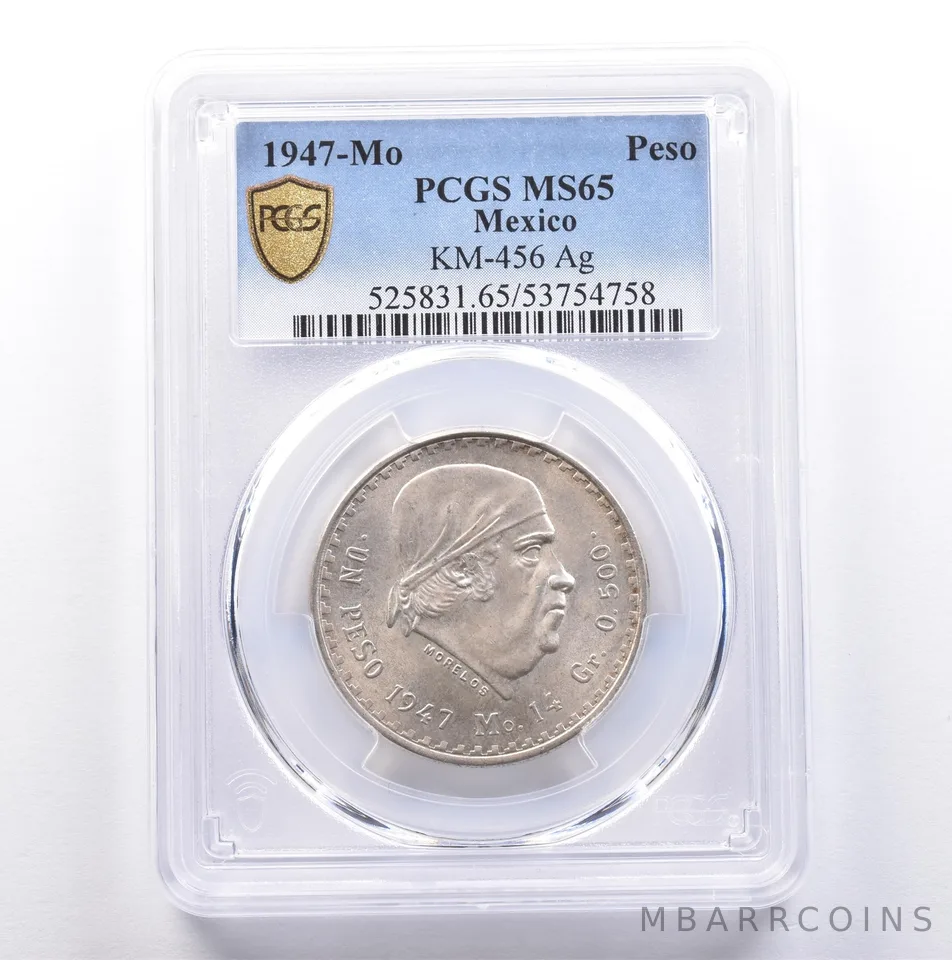 1947 Mo Mexico Peso Silver KM-456 MS65 PCGS *9050