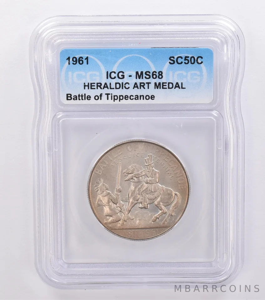 1961 So Called Half Dollar Battle Of Tippecanoe MS68 ICG Beautiful Tone *8700