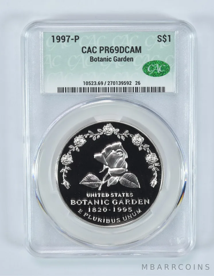 1997-P Botanic Garden Commemorative Silver Dollar PR69 DCAM CAC CACg