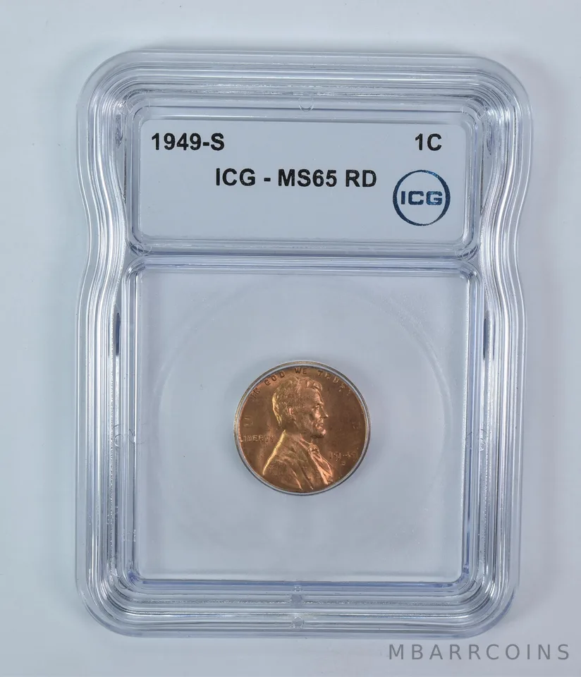 1949-S Lincoln Wheat Cent MS65 RD ICG