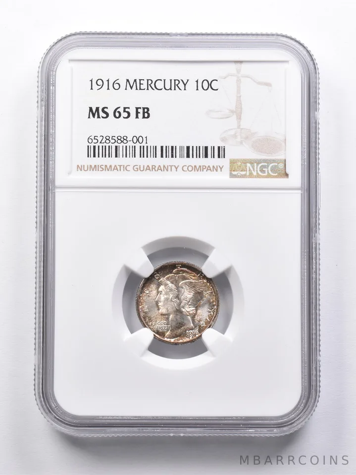 MS65 FB 1916 Mercury Dime NGC a7022