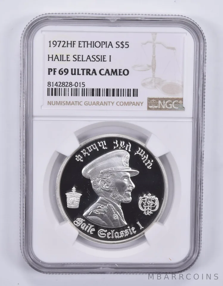 1972 HF Ethiopia 5 Dollars Silver Haile Selassie 1 PF69 UCAM NGC