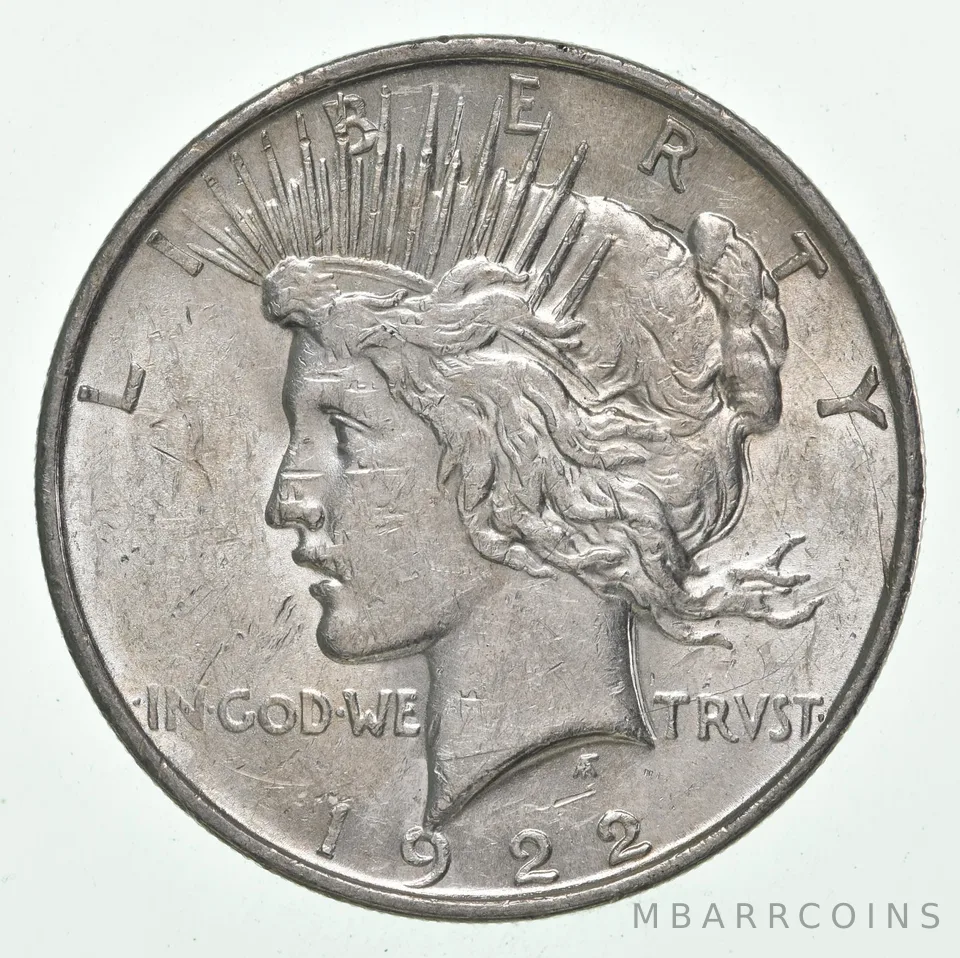 (1) AU 1922-D Peace Silver Dollar 90% - Almost Unc - Denver Mint