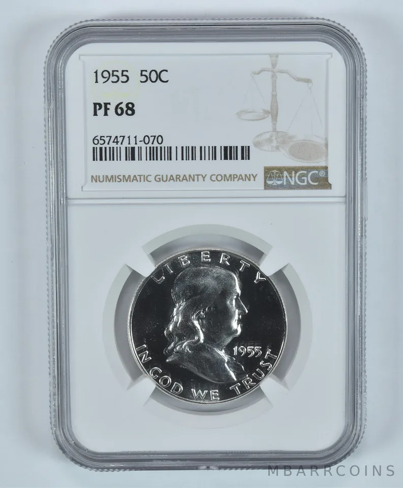1955 Franklin Half Dollar PF68 NGC Great Almost Cameo Contrast *9171