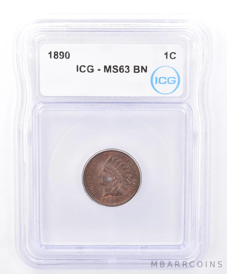 1890 Indian Head Cent MS63 BN ICG Beautiful Tone *9311