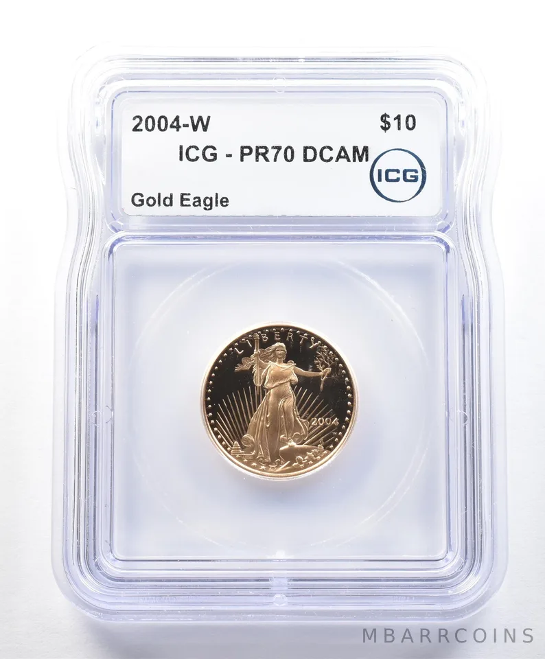 2004-W $10 American Gold Eagle 1/4 Oz Gold PR70 DCAM ICG