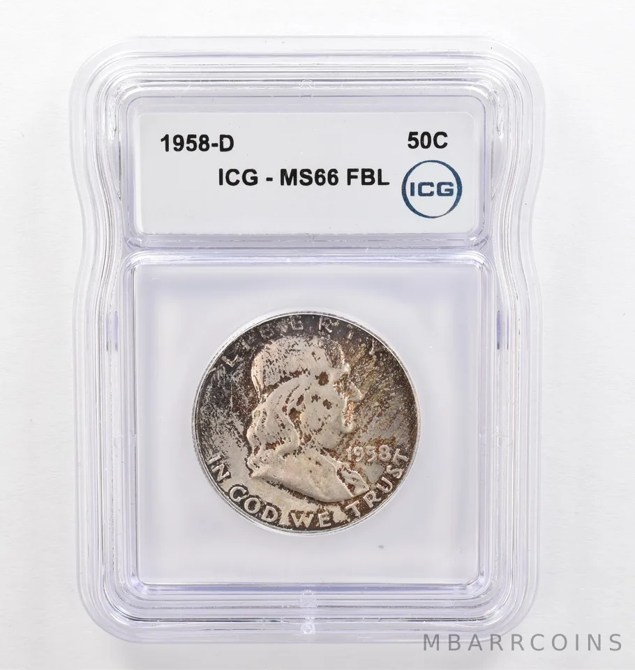 1958-D Franklin Half Dollar MS66 FBL ICG Beautiful Tone *0231