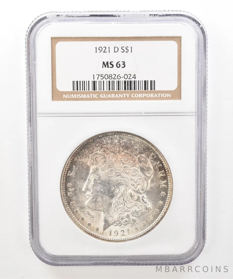 1921-D Morgan Silver Dollar MS63 NGC Beautiful Tone *5197