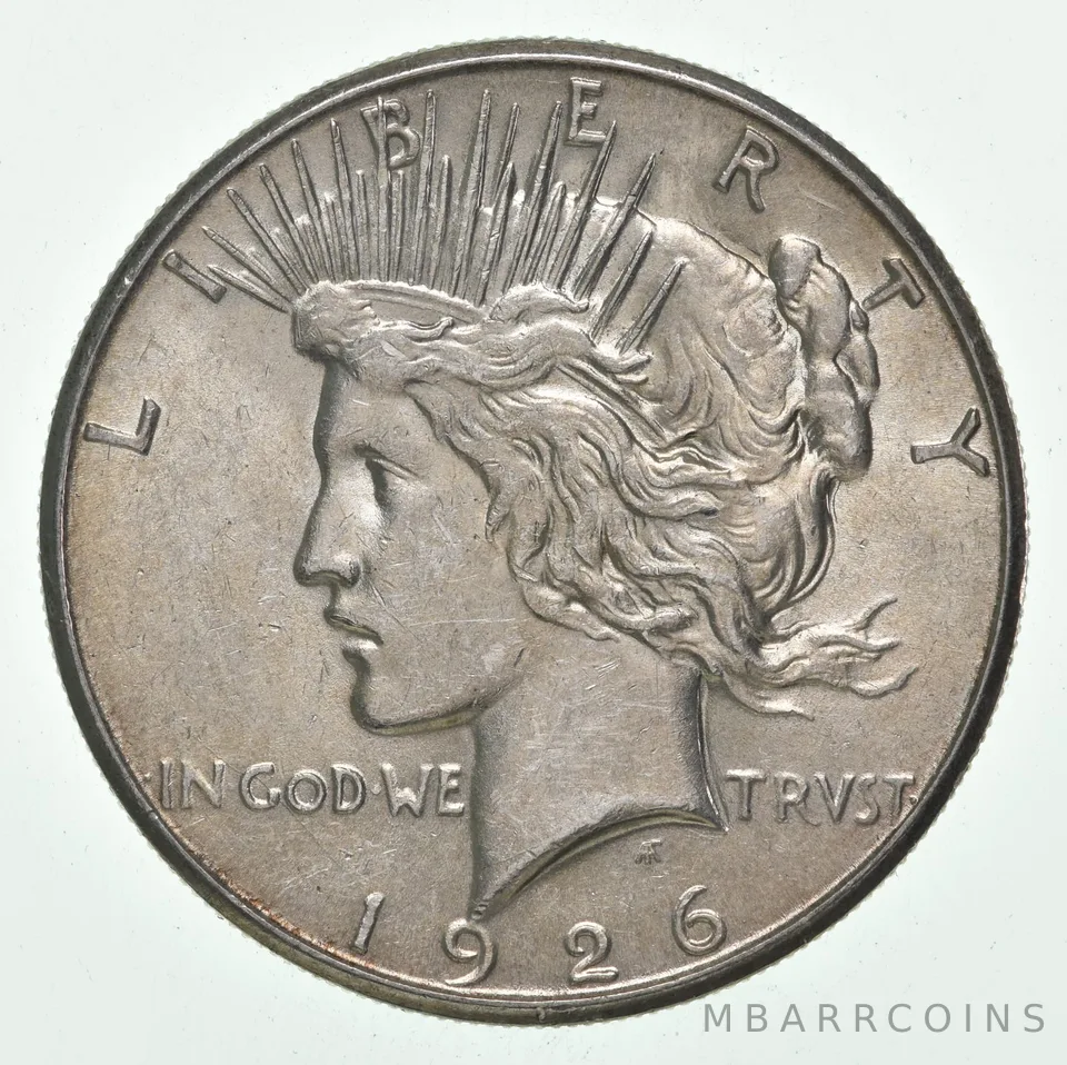 (1) AU 1926-S Peace Silver Dollar 90% - Almost Unc - San Francisco Mint