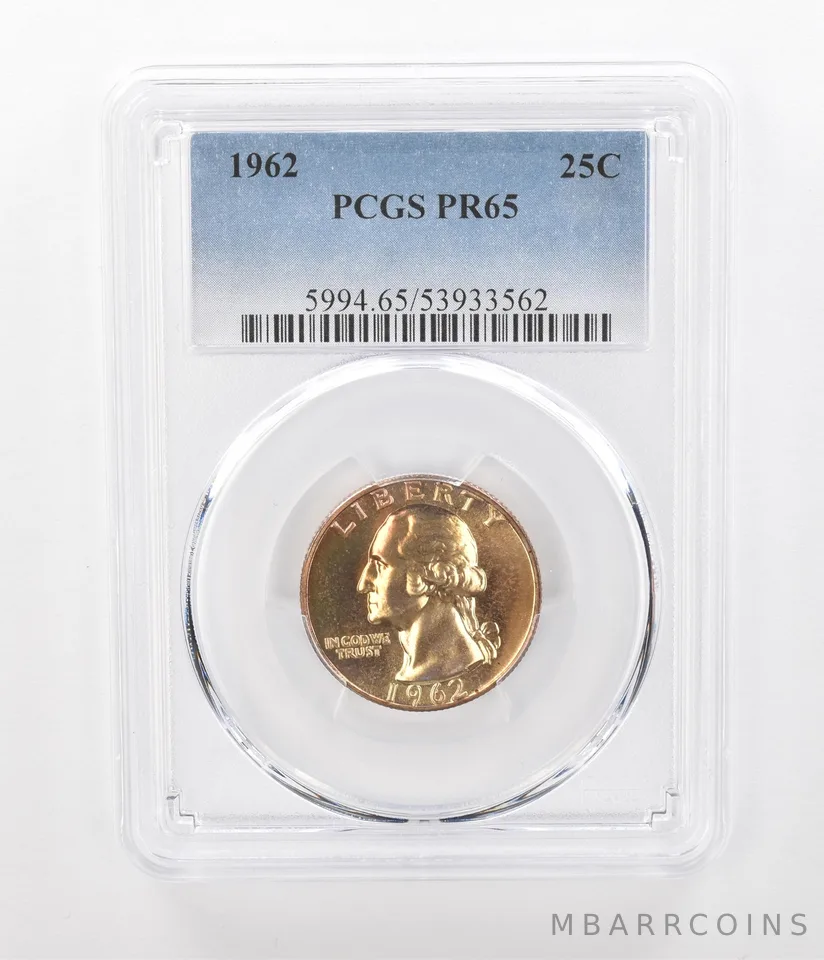 1962 Washington Quarter PR65 PCGS Beautiful Tone *1098