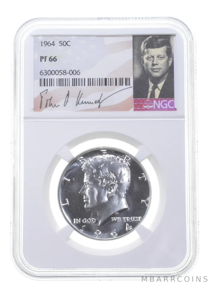 1964 Kennedy Half Dollar PF66 NGC Signature Label