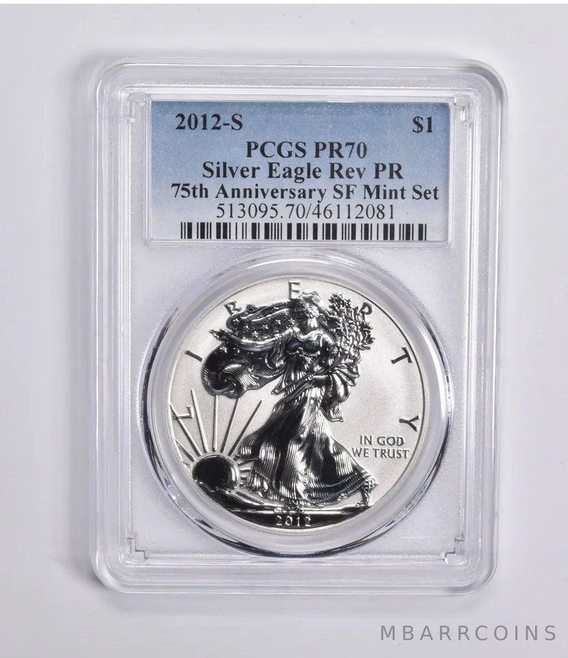 2012-S American Silver Eagle 75th Anniversary SF Mint Set PR70 REV PCGS