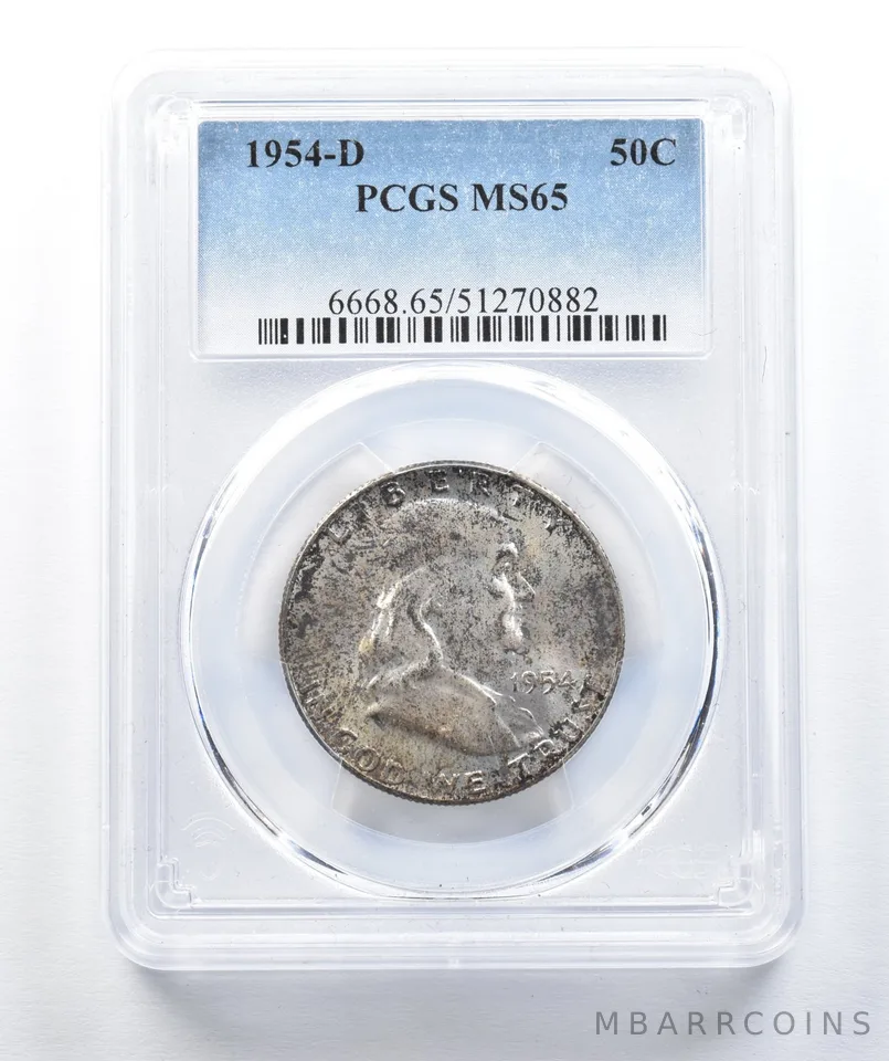 1954-D Franklin Half Dollar MS65 PCGS Toned *8524