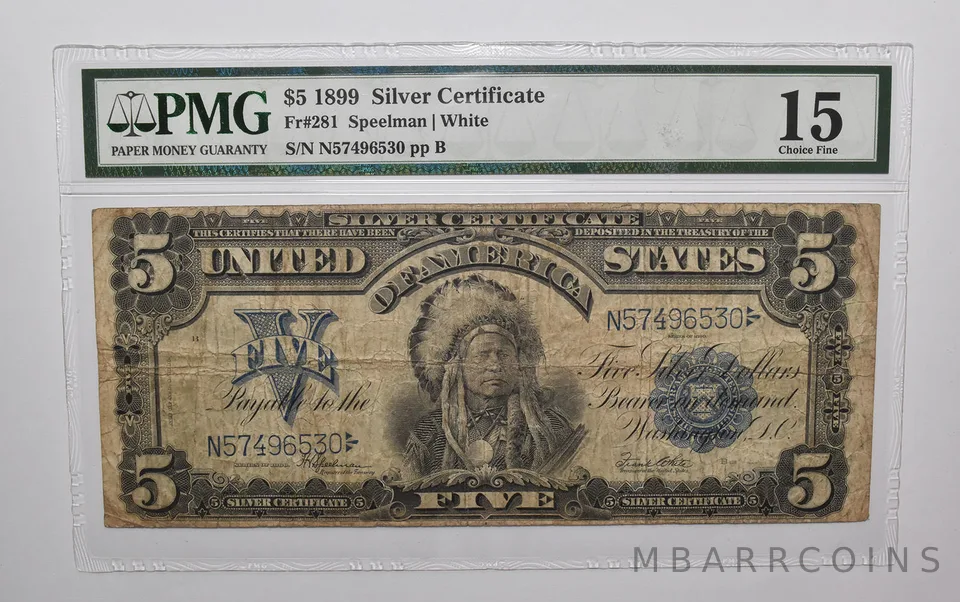 PMG 15 $5 1899 US Silver Certificate FR#281 Large Note *4767