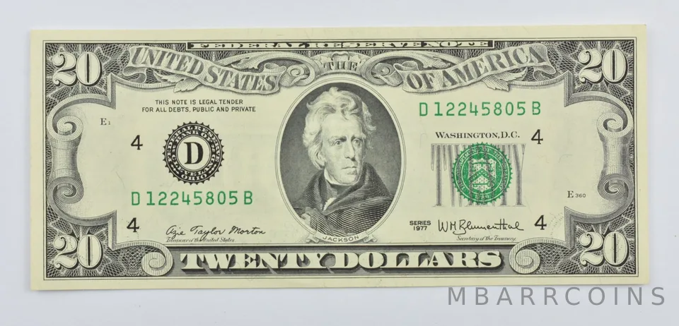 1977 $20 Cleveland, OH United States Federal Reserve Note Offset Printing a8055