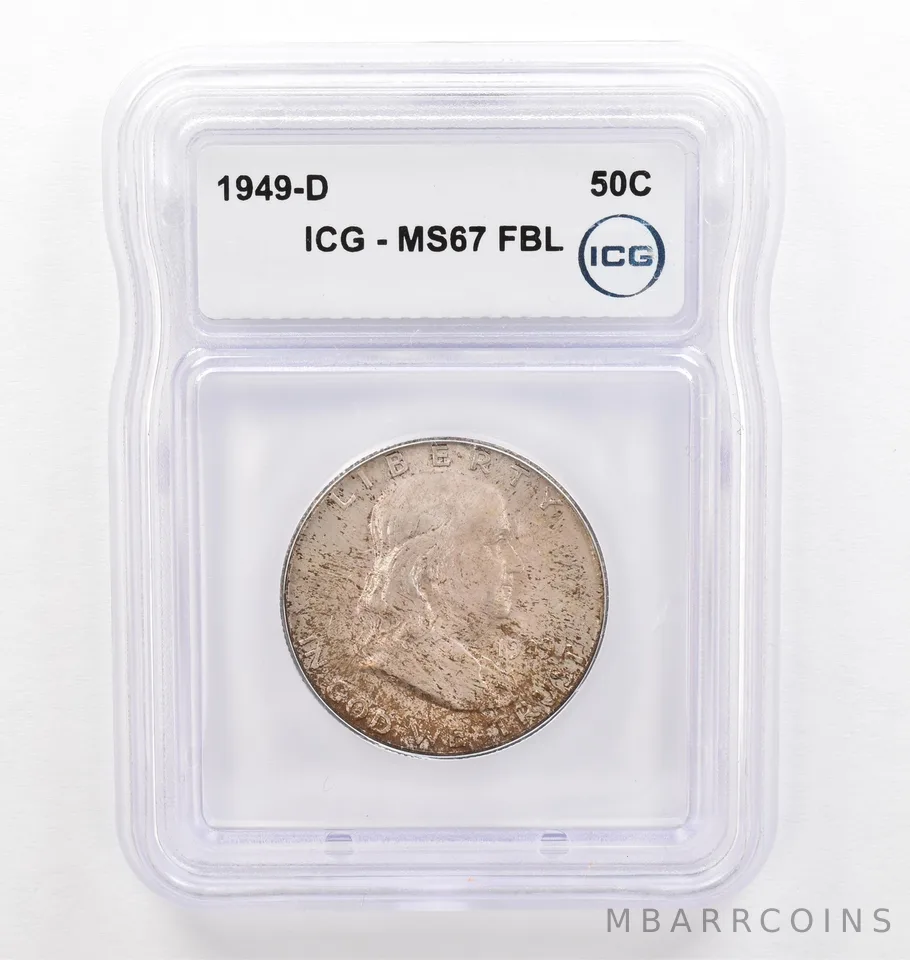 1949-D Franklin Half Dollar MS67 FBL ICG Beautiful Tone *0238