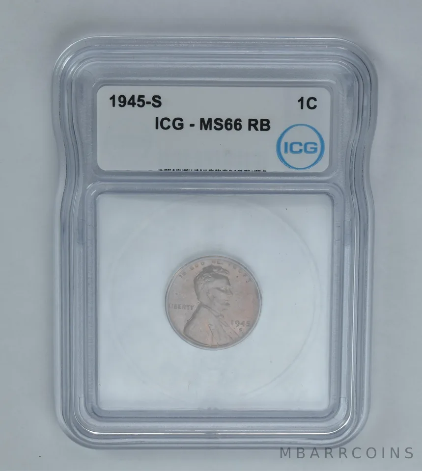 1945-S Lincoln Wheat Cent MS66 RB ICG Beautiful Tone *1000