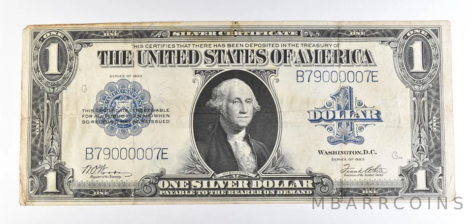 1923 $1 Silver Certificate Large Note Blue Seal Near Radar Number *2092