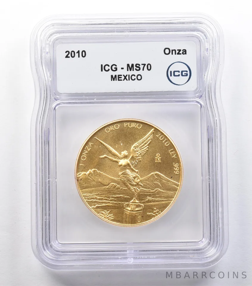 2010 Mo Mexico 1 Onza Gold Libertad MS70 ICG *2542