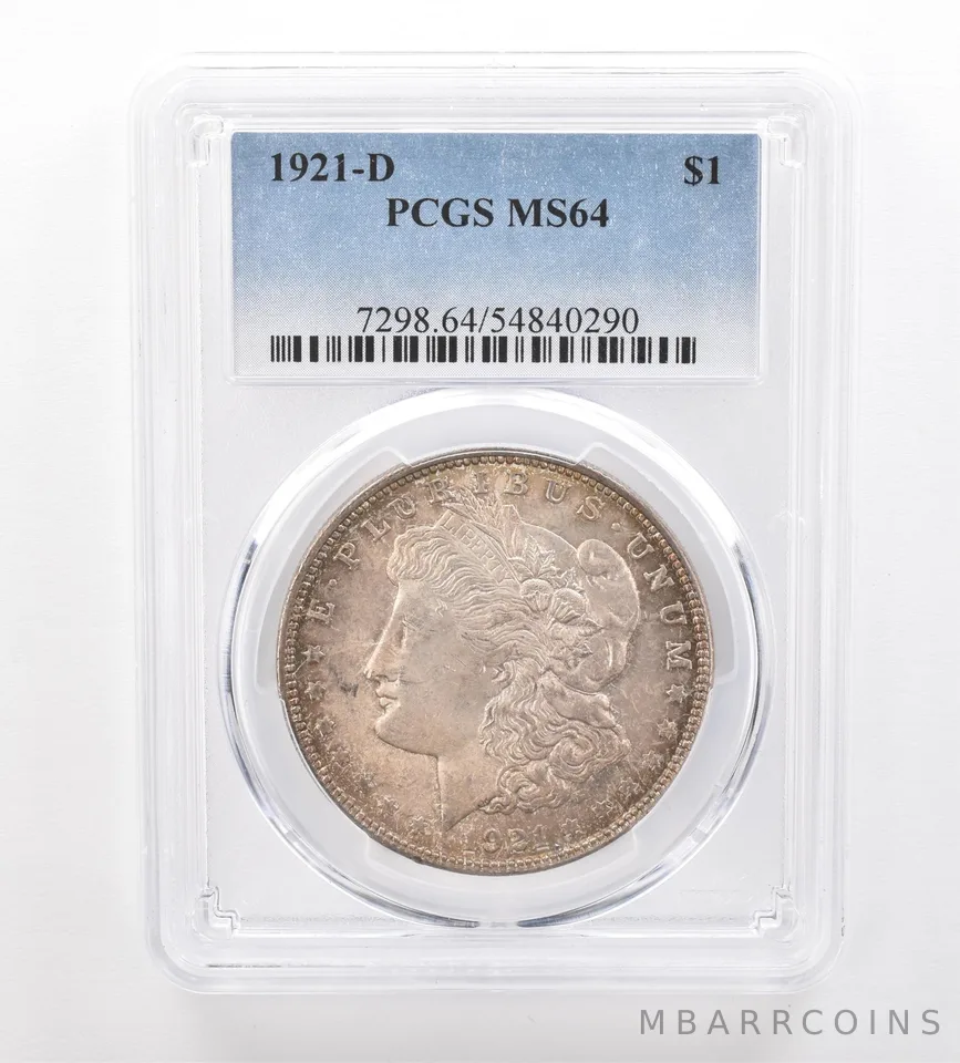1921-D Morgan Silver Dollar MS64 PCGS Beautiful Tone *7490