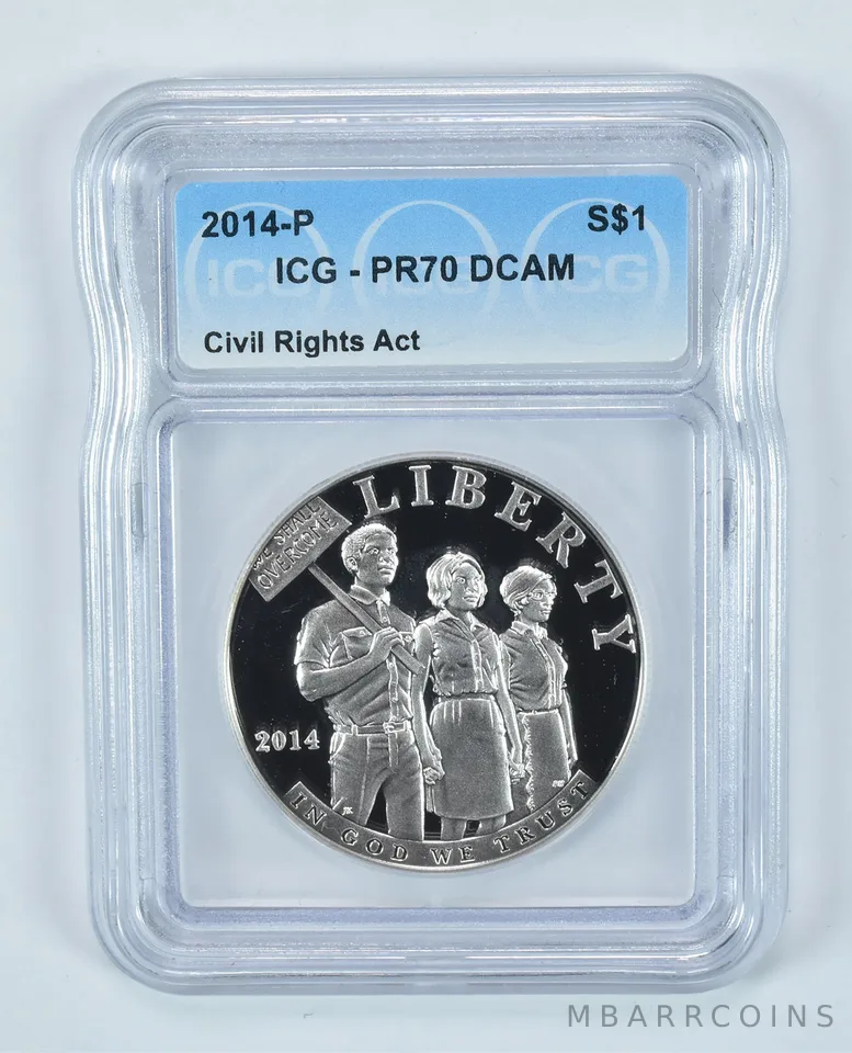 2014-P Civil Rights Act Commemorative Silver Dollar PR70 DCAM ICG