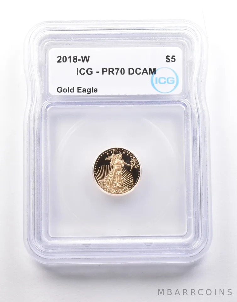 2018-W $5 American Gold Eagle 1/10 Oz Gold PR70 DCAM ICG