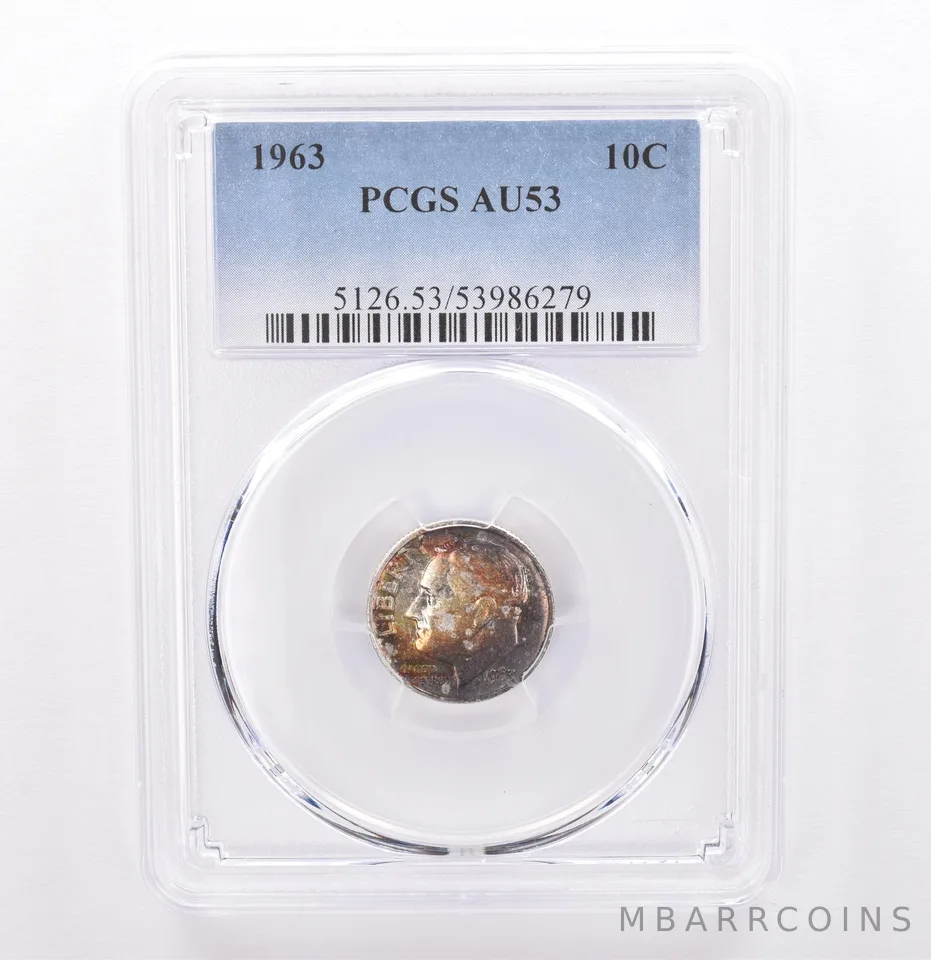 1963 Roosevelt Dime AU53 PCGS Beautiful Tone *9319