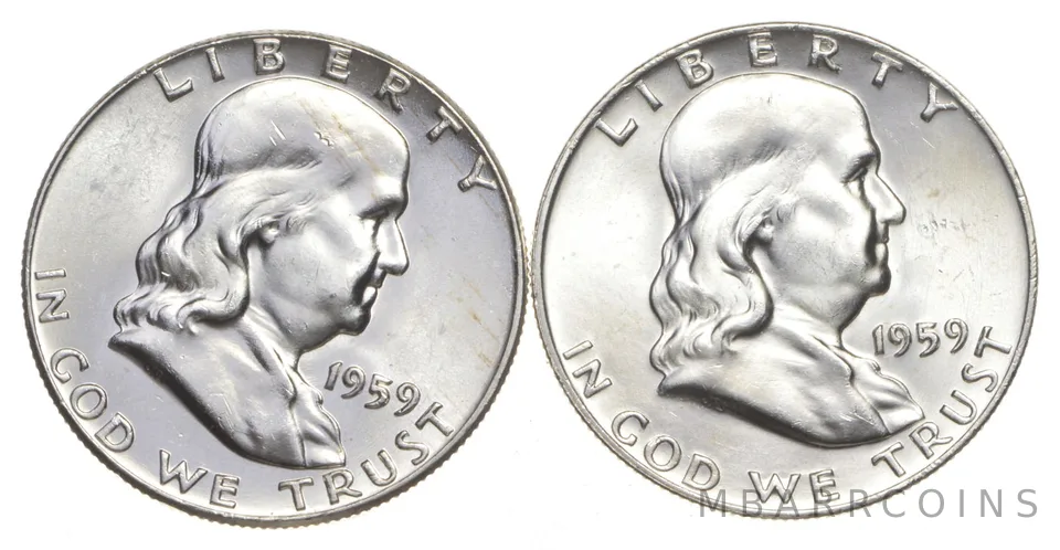 Choice Unc 1959 P+D Franklin Half Dollar Gem BU Collection Lot Set