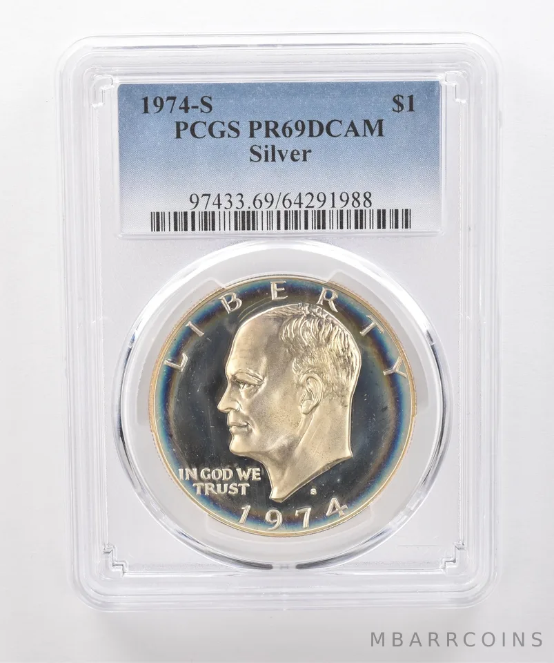 1974-S Eisenhower $1 Silver PR69 DCAM PCGS Beautiful Tone *1957