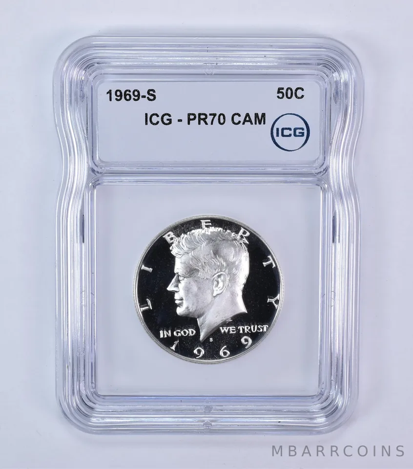 1969-S Kennedy Half Dollar PR70 CAM ICG