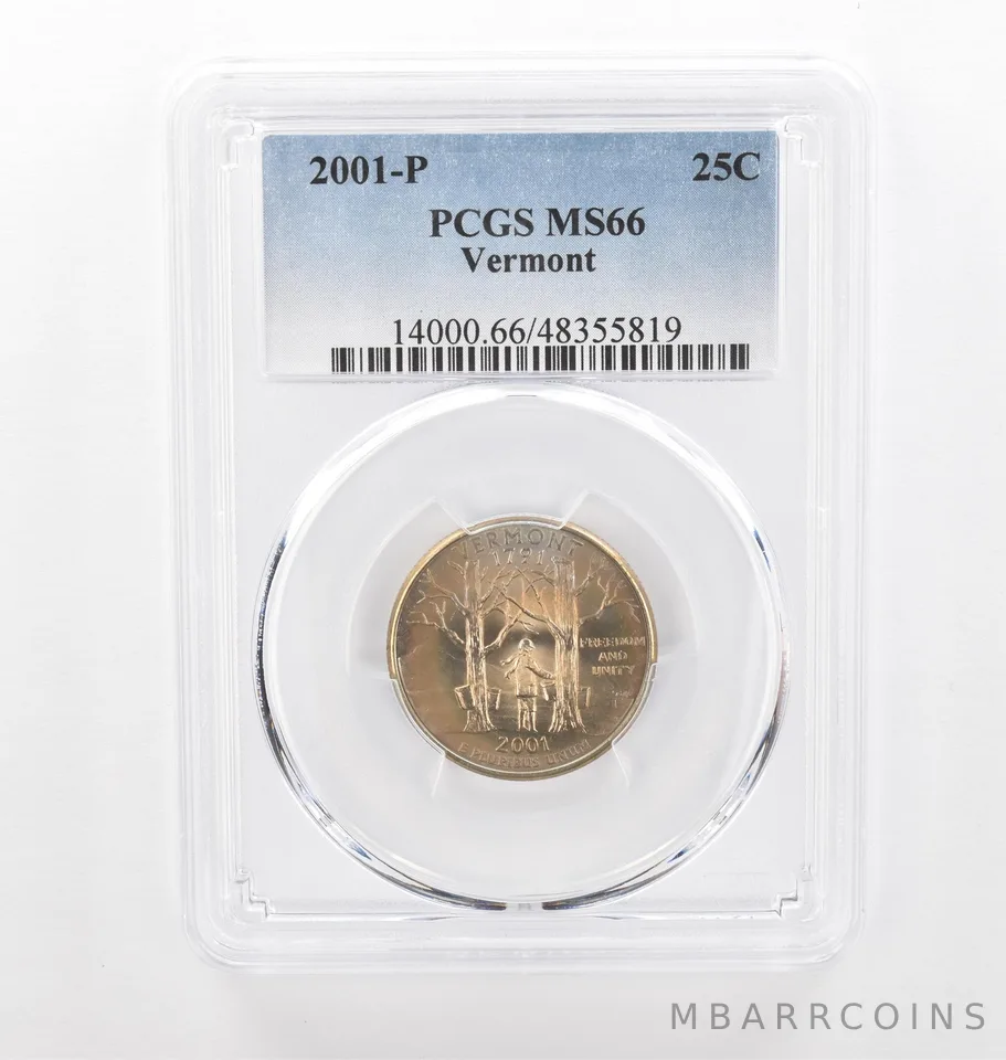 2001-P Washington State Quarter Vermont MS66 PCGS Beautiful Tone *2227