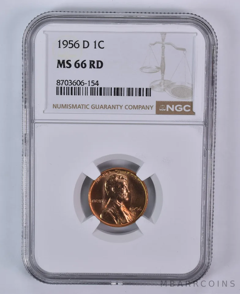 1956-D Lincoln Wheat Cent MS66 RD NGC Brown Label