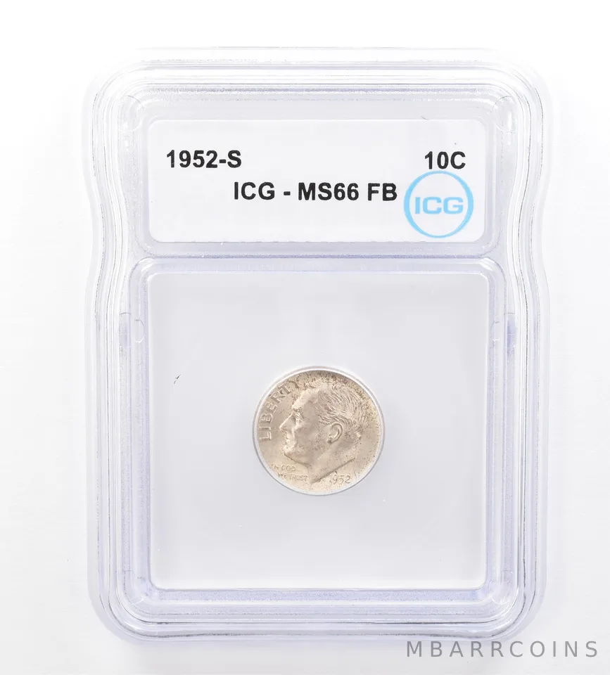1952-S Roosevelt Dime MS66 FB ICG a1596