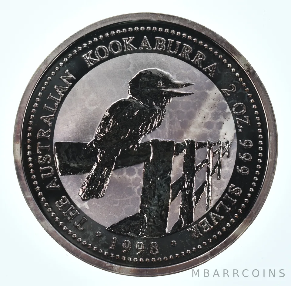 1998 Australia 2 Dollars Silver Kookaburra 2 Oz Silver Beautiful Tone *1618