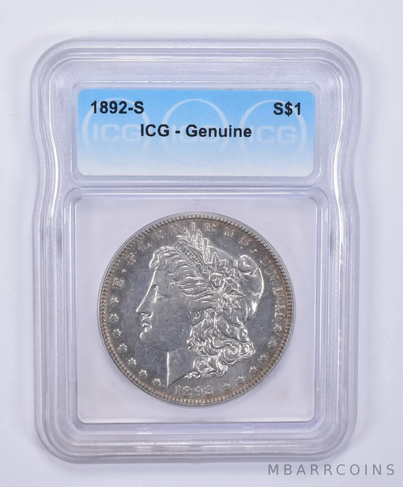 1892-S Morgan Silver Dollar Genuine ICG *9083