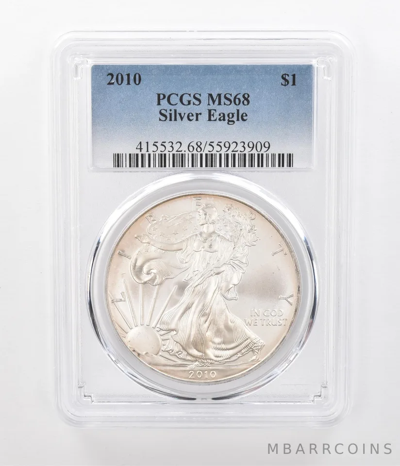 2010 American Silver Eagle MS68 PCGS Beautiful Tone Reverse *1248