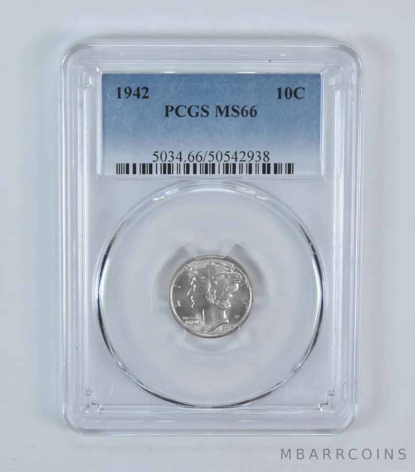 1942 Mercury Dime MS66 PCGS Blue Label